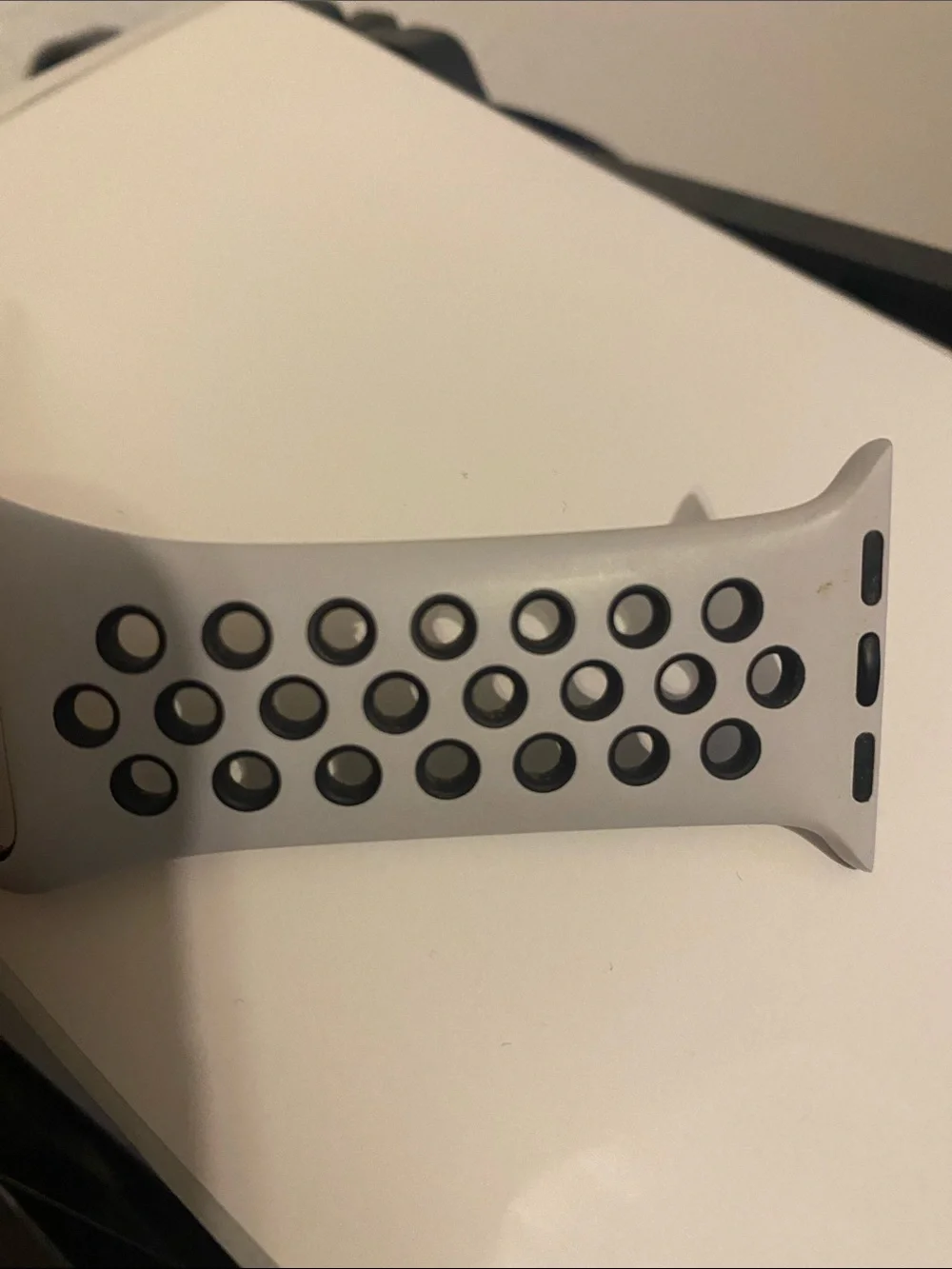 Nike Sport apple Silicone Watch Band - Light Gray with Black Holes